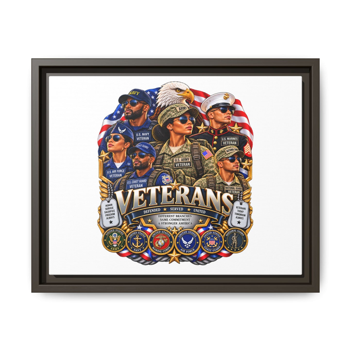 Veterans Tribute Matte Canvas Framed Wall Art