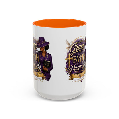 Faith & Purpose Accent Coffee Mug — First Lady Church Design (11/15oz)