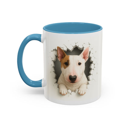 Bull Terrier Coffee Mug — Cute Dog Peeking Accent Mug (11/15oz)