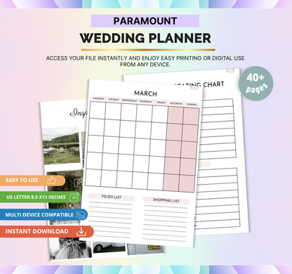 Digital Wedding Planner | Printable Wedding Organizer & Checklist