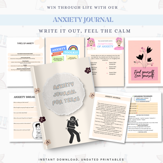 Anxiety Journal PDF | Guided Reflection, Stress Relief Workbook, Mental Health Tracker, Mindfulness &amp; Coping Tools