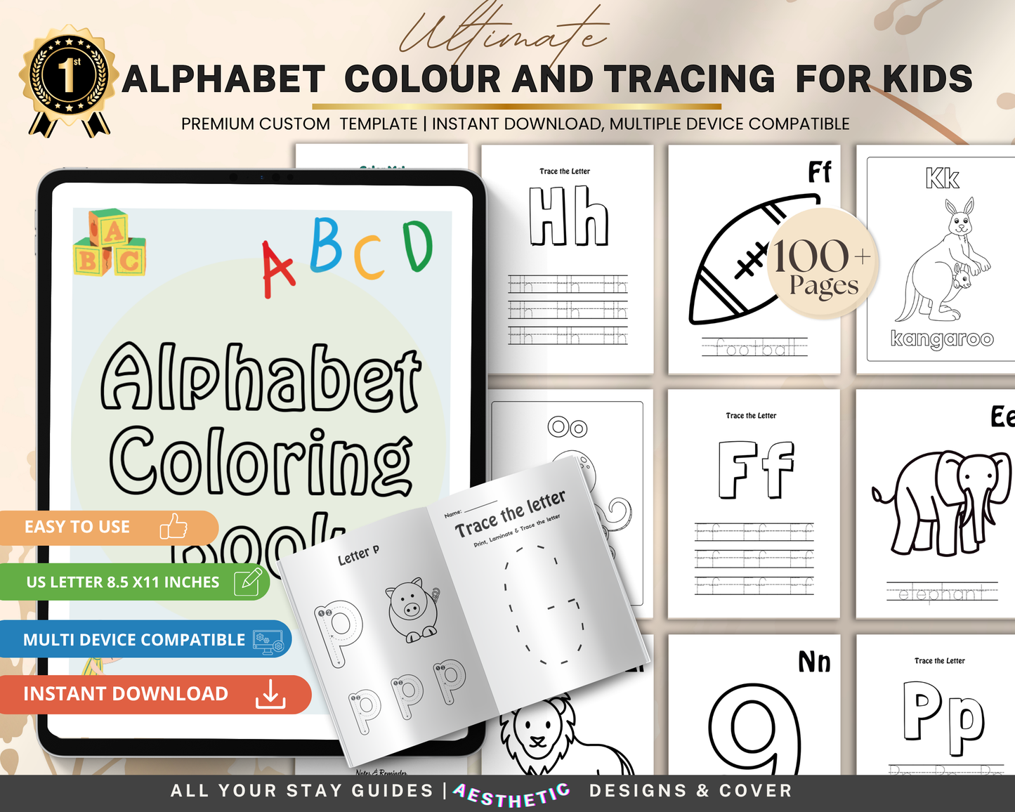 Alphabet Coloring & Tracing Worksheets for Kids | Printable ABC Learning & Handwriting Practice