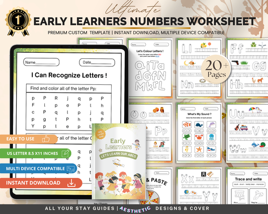 Early Learners Numbers Worksheet | Printable Number Tracing, Counting & Math Activities for Kids
