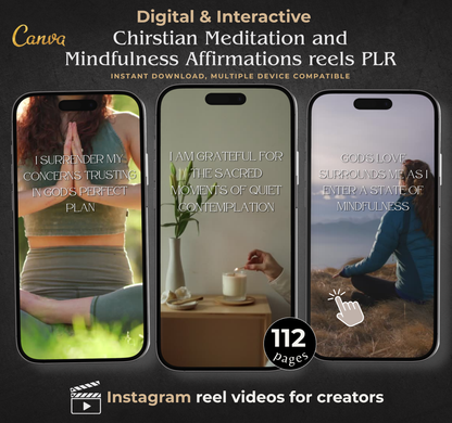 112 Christian Meditation & Mindfulness Affirmation Reels | Faith-Based Inspirational Video Bundle