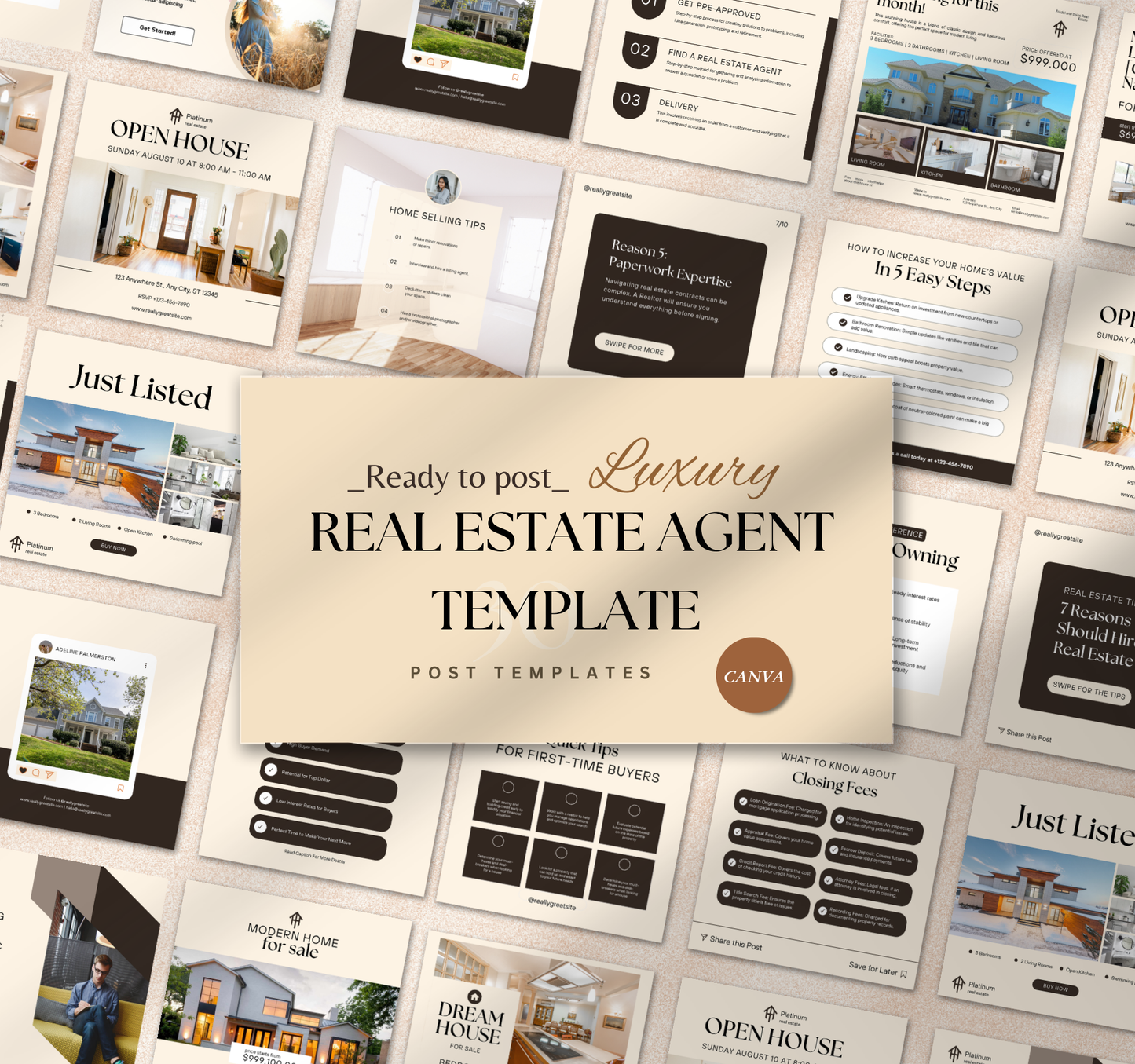 Real Estate Agent Instagram Templates | Editable Canva Social Media Posts for Realtors