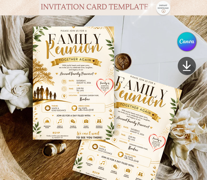 Family Reunion Invitation Template | Editable Canva Reunion Party Invite Design Printable & Digital