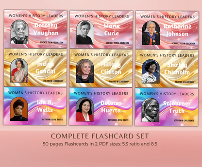 Women Leaders Flashcards | Printable Inspirational History Study Cards PDF