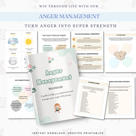 Anger Management Workbook PDF | Emotional Regulation Journal, Therapy Worksheets, Stress Relief &amp; Anger Control Guide