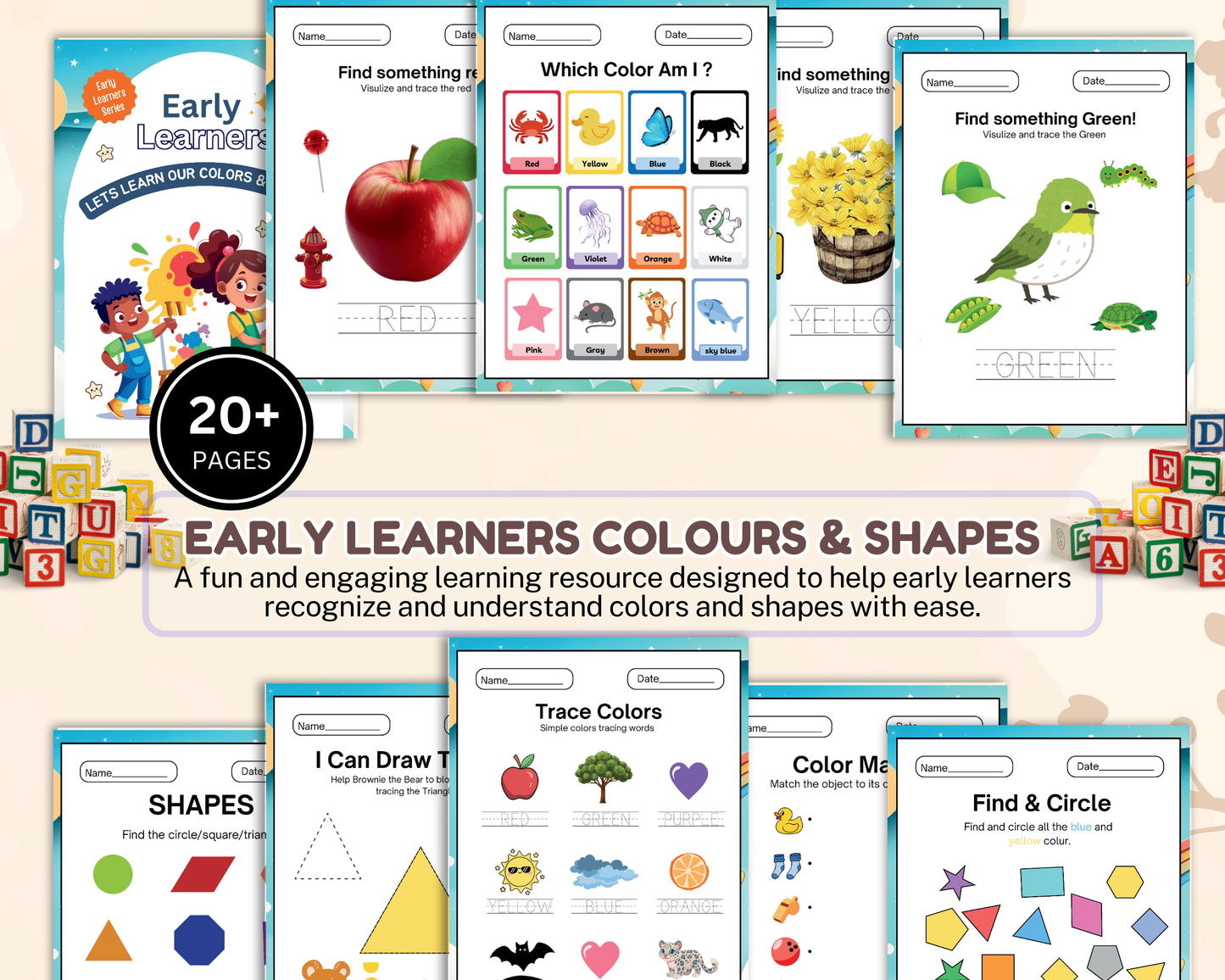 Early Learners Colours & Shapes Worksheets | Printable Preschool Learning Activities for Kids