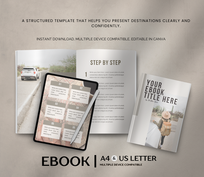 E-Book Travel Template | Editable Travel Guide & Planner Template