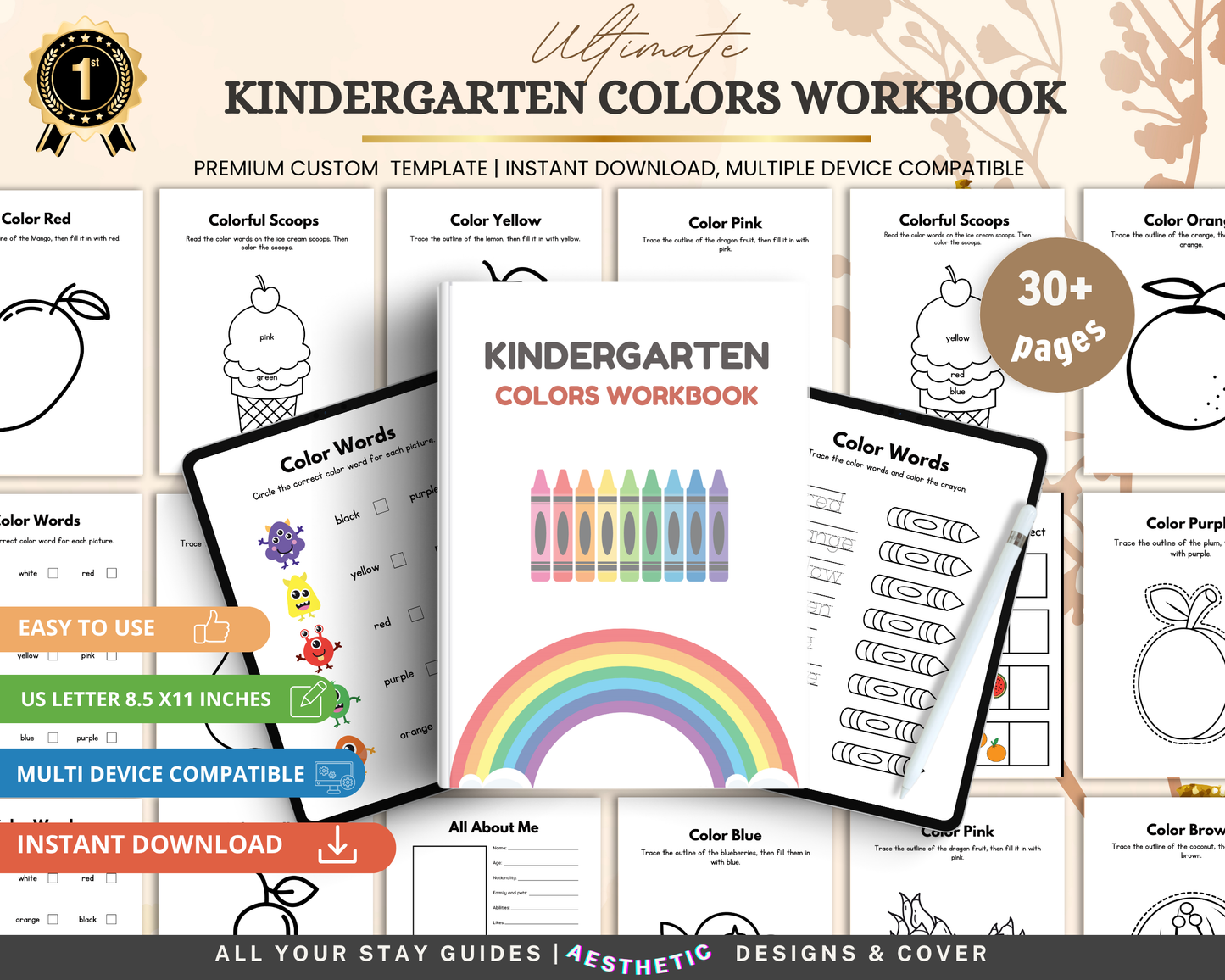 Kindergarten Colors Workbook | Printable Color Recognition & Learning Activities for Kids