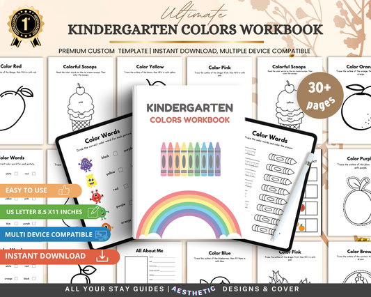 Kindergarten Colors Workbook | Printable Color Recognition & Learning Activities for Kids