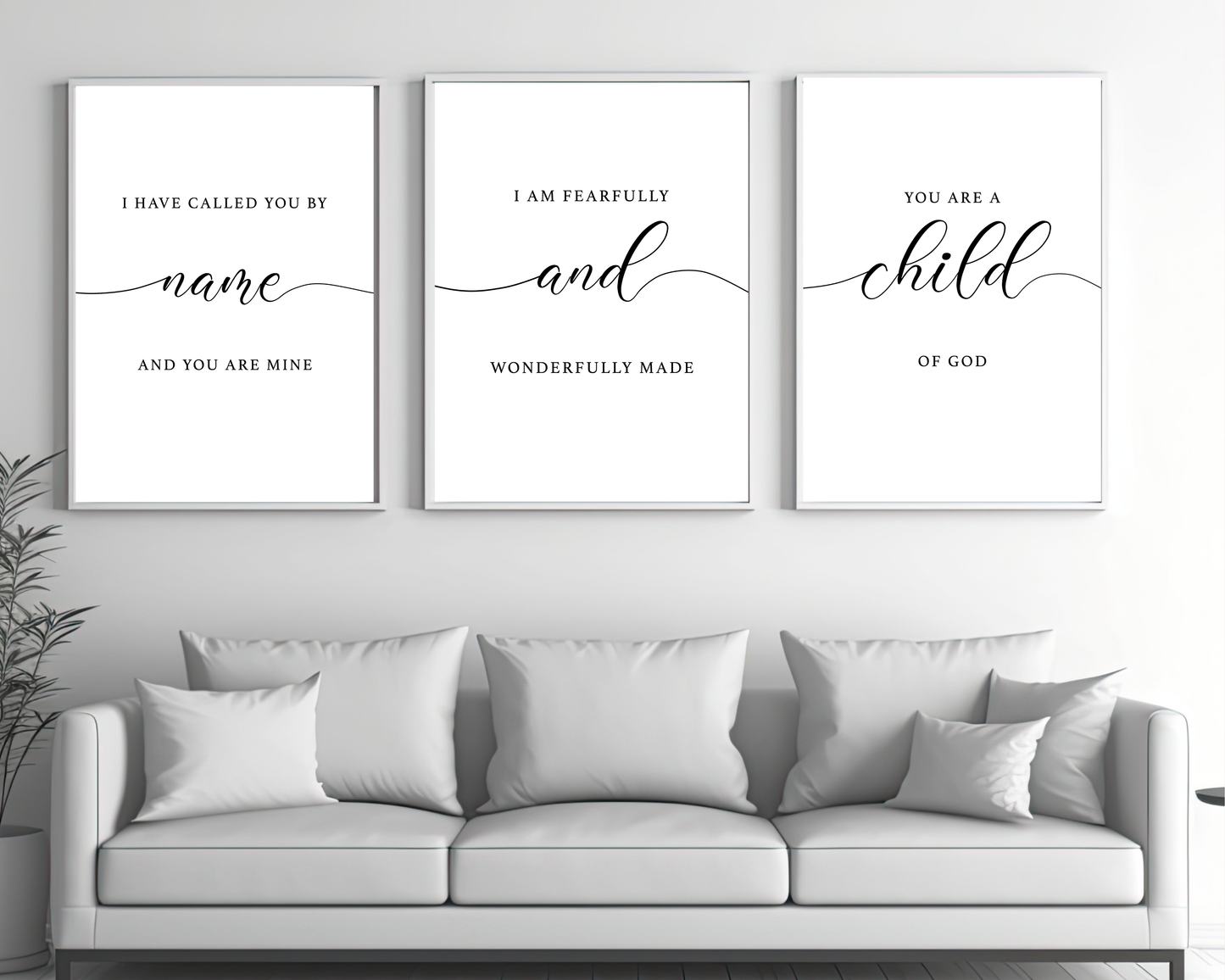 Bible Verse Wall Art Set of 3 | Christian Scripture Printable Decor, Minimalist Faith Home, Bedroom & Office Wall Prints