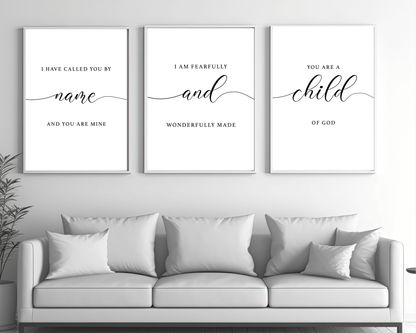 Bible Verse Wall Art Set of 3 | Christian Scripture Printable Decor, Minimalist Faith Home, Bedroom & Office Wall Prints
