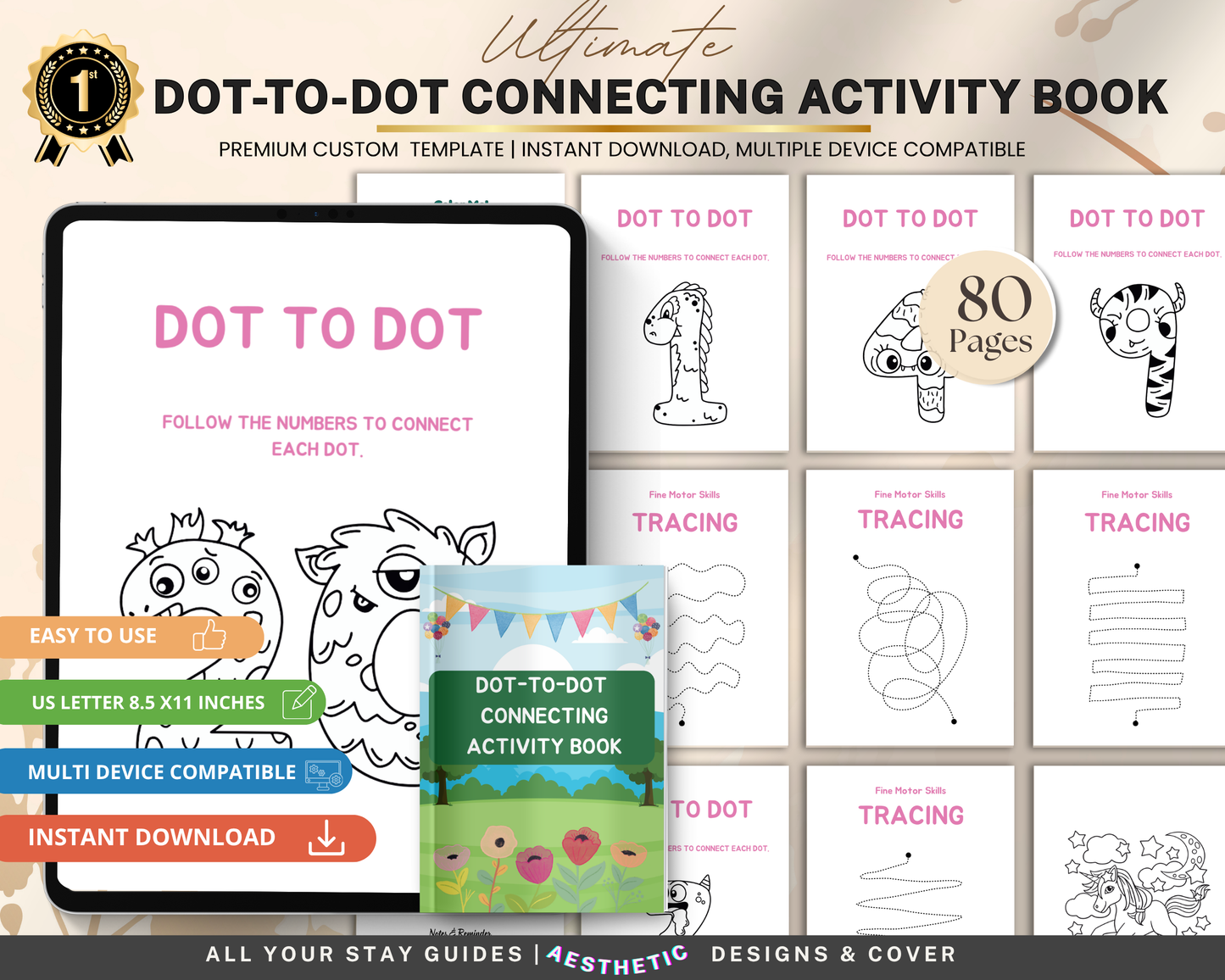 Dot-to-Dot Activity Book for Kids | Printable Connect the Dots Worksheets for Fun Learning