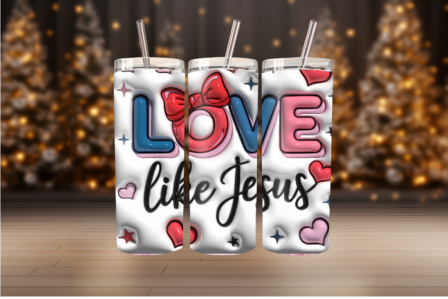 Love Like Jesus Tumbler Wrap PNG | Faith-Based Inspirational Design, 20oz Skinny Tumbler Sublimation, Christian Quote Wrap