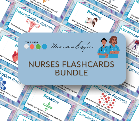 Nursing Flashcards Bundle | Printable NCLEX Study Cards PDF for Nursing Students
