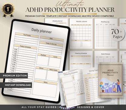 ADHD Productivity Planner | Printable Focus & Task Organizer