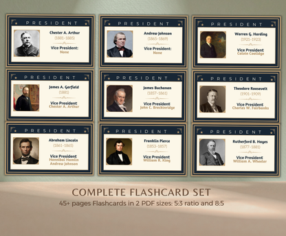 US Presidents & Vice Presidents Flashcards | Printable History Study Cards PDF