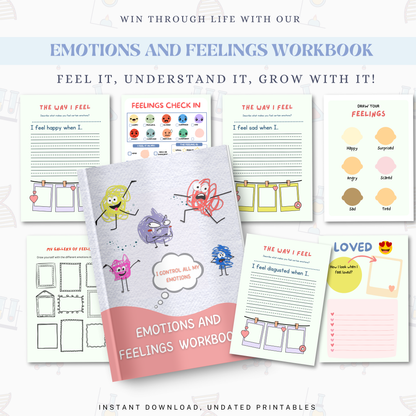 Emotions and Feelings Workbook PDF | Emotional Awareness Journal, Mindfulness Activities, Self-Reflection &amp; Coping Skills Guide