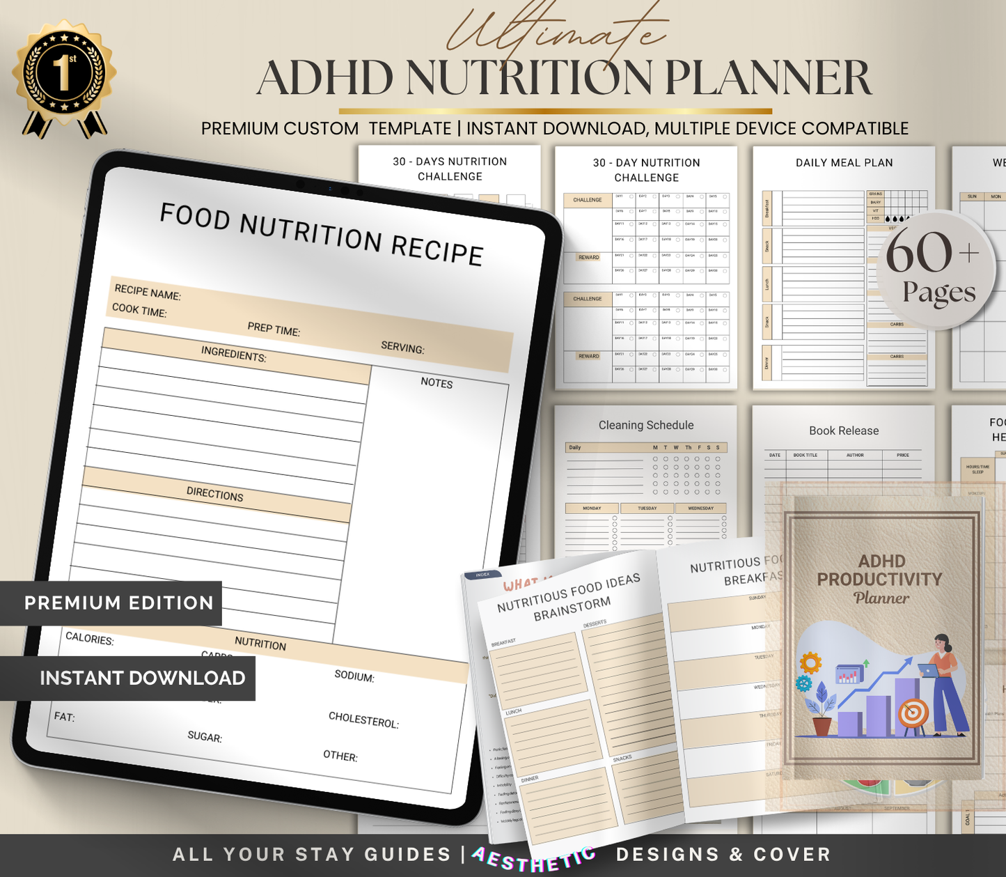 ADHD Nutrition Planner | Printable Meal & Healthy Habit Tracker