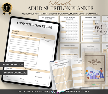 ADHD Nutrition Planner | Printable Meal & Healthy Habit Tracker