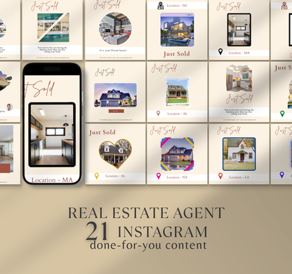 Real Estate Instagram Templates | Editable Canva Realtor Posts & Social Media Kit