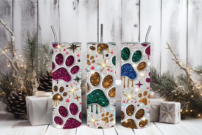 Pet Paw Tumbler Design PNG | Dog &amp; Cat Paw Print Wrap, Sublimation Tumbler Design, Cute Animal Lover Gift, 20oz Skinny Tumbler Template