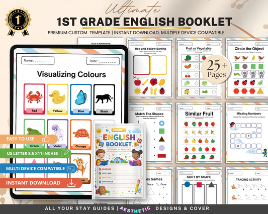 1st Grade English Workbook | Printable Reading, Writing & Grammar Activities for Kids
