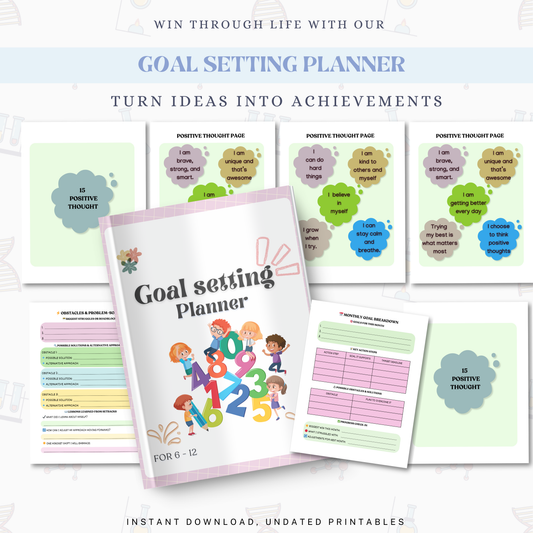 Goal Setting Planner PDF | Daily, Weekly &amp; Monthly Planner, Productivity Journal, Goal Tracker &amp; Personal Development Workbook
