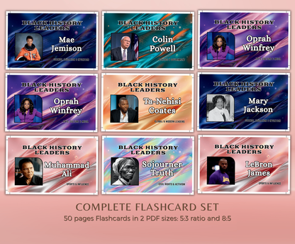 Black Leaders Flashcards Set | Educational African & African American History Learning Cards for Kids