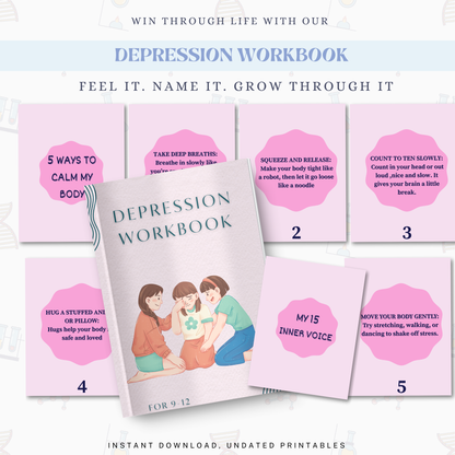 Depression Workbook PDF | Mental Health Journal, CBT Exercises, Mood Tracker &amp; Self-Help Therapy Guide