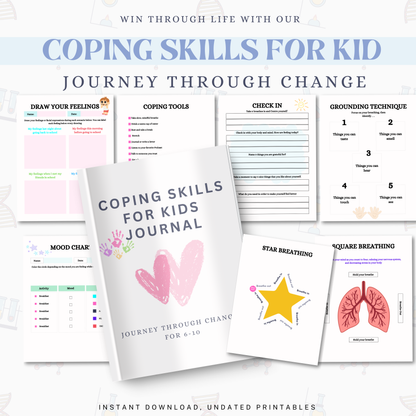 Coping Skills Workbook for Kids PDF | Emotional Regulation Activities, Mindfulness Exercises, Self Help Journal, Resilience Building