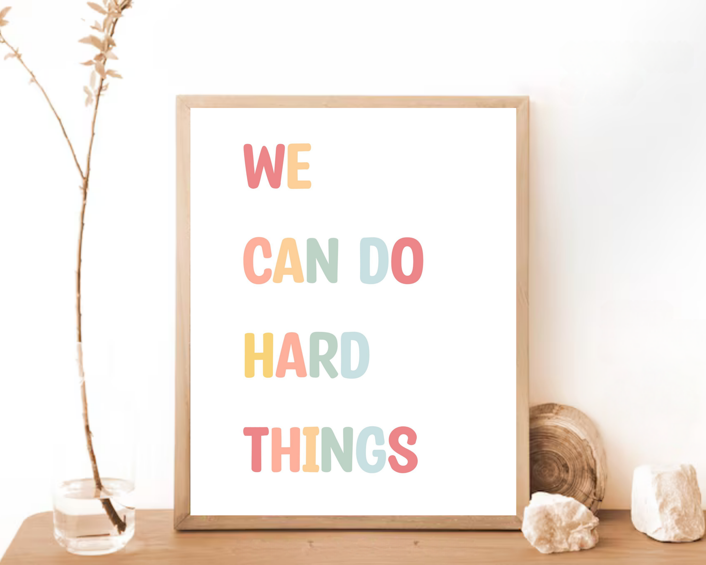 We Can Do Hard Things Wall Art | Motivational Quote Poster, Inspirational Mindset Decor, Printable Empowerment Wall Art