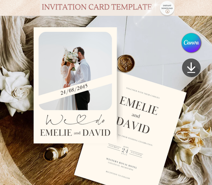 Minimalistic Wedding Invitation Template | Elegant Editable Canva Wedding Invite Design Printable & Digital