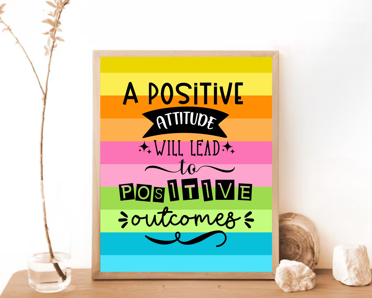 Positive Attitude Motivation Wall Art | Inspirational Quotes Poster, Mindset &amp; Self-Improvement Decor, Printable Motivational Wall Art