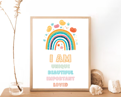 Positive Affirmations for Kids Wall Art | Inspirational Kids Posters, Confidence Building Quotes, Growth Mindset Printable Decor