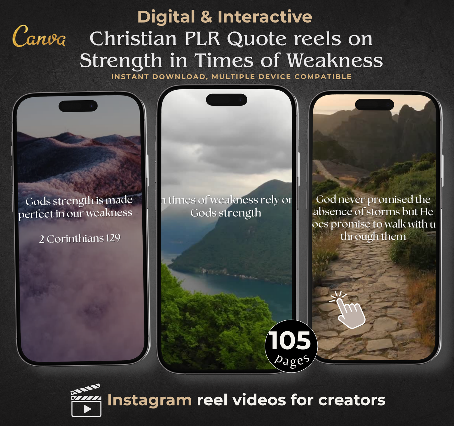 Christian Quote Reels Bundle | Strength in Times of Weakness | Faith-Based Inspirational Video Content