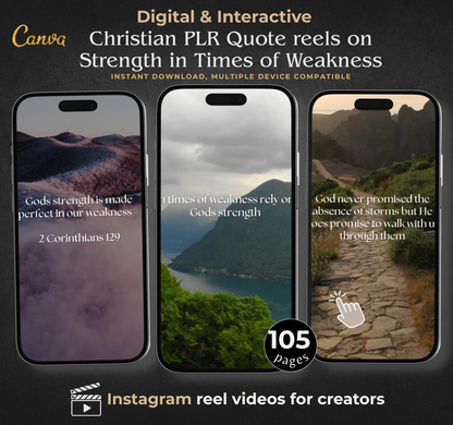 Christian Quote Reels Bundle | Strength in Times of Weakness | Faith-Based Inspirational Video Content