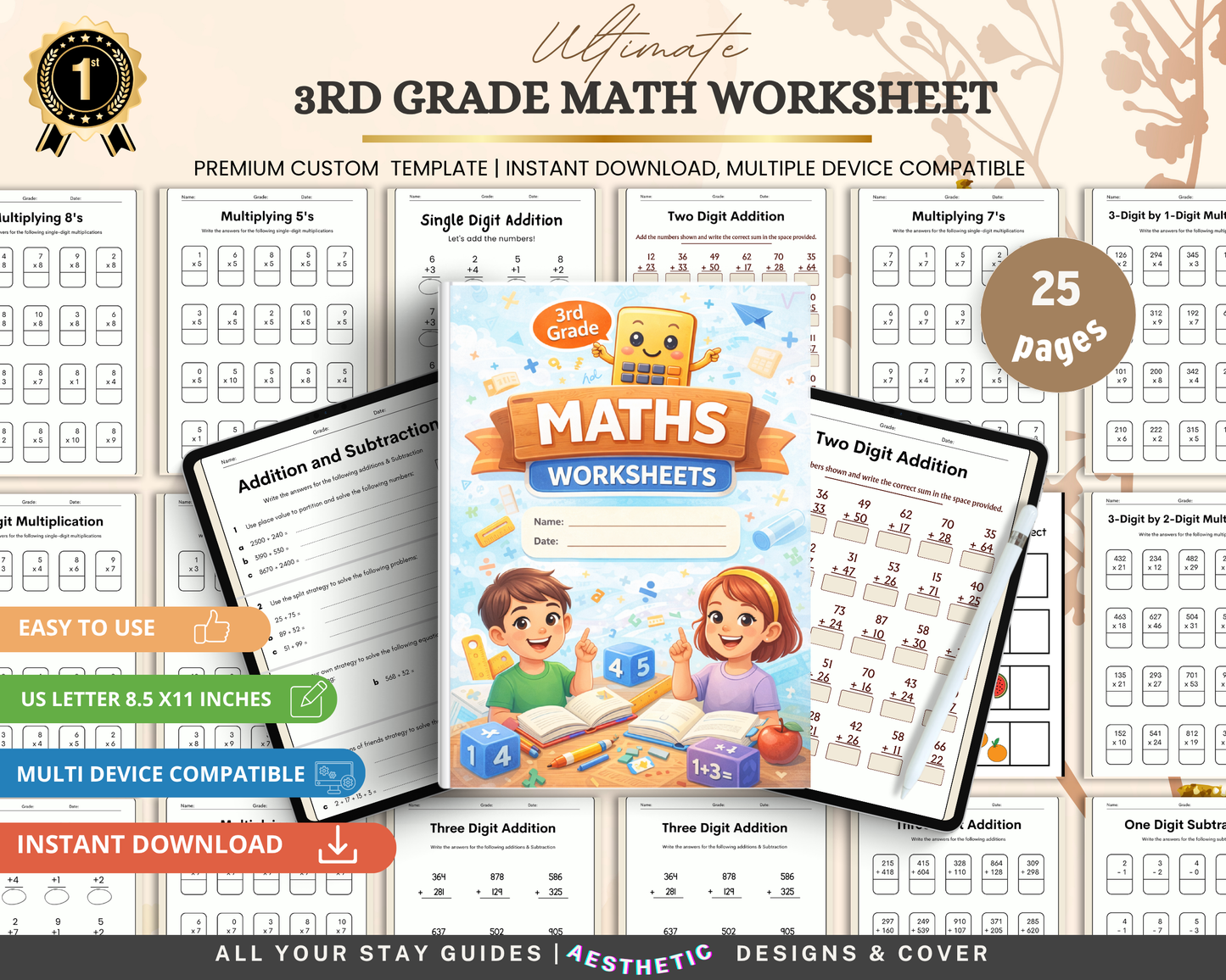3rd Grade Math Worksheets | Printable Multiplication, Division & Problem Solving Activities