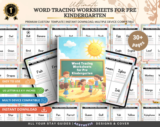 Word Tracing Worksheets for Pre-Kindergarten | Printable Handwriting Practice & Early Learning Activities