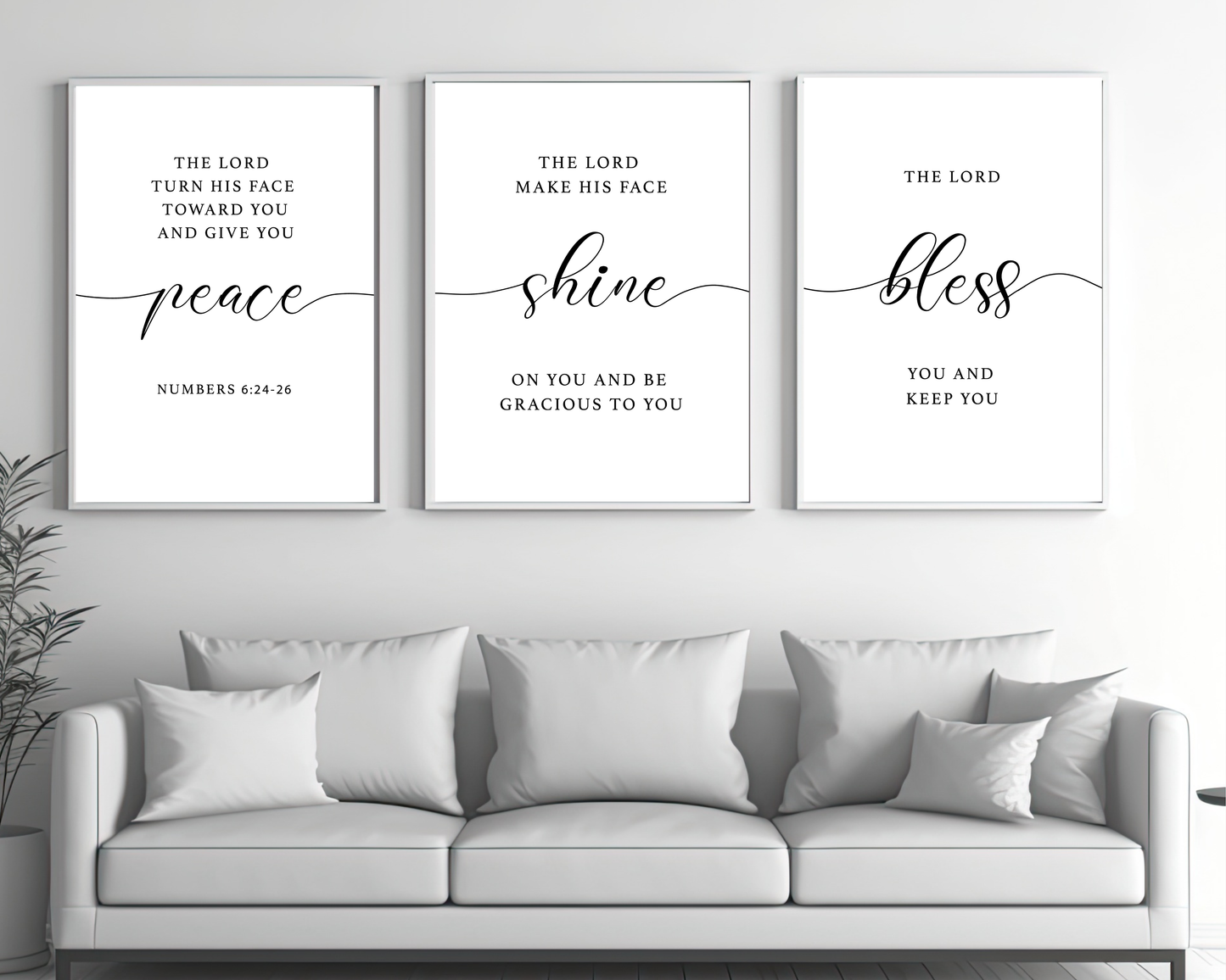 Bible Quote Wall Art Set of 3 | Christian Printable Scripture Wall Decor, Minimalist Faith Home & Bedroom Art