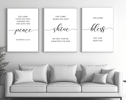 Bible Quote Wall Art Set of 3 | Christian Printable Scripture Wall Decor, Minimalist Faith Home & Bedroom Art
