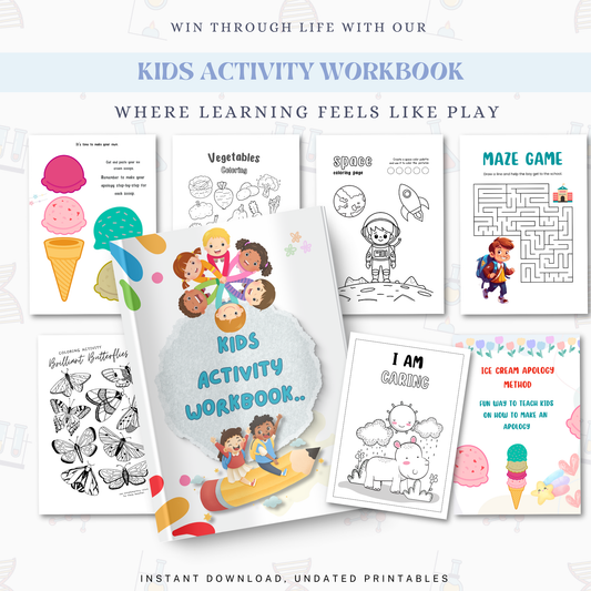 Kids Activity Workbook PDF | Fun Learning Activities, Coloring Pages, Puzzles, Educational Worksheets for Kids
