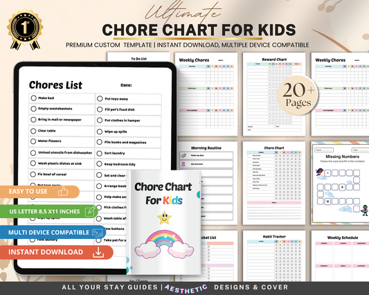 Chore Chart for Kids | Printable Daily & Weekly Responsibility Chart for Routine & Good Habits