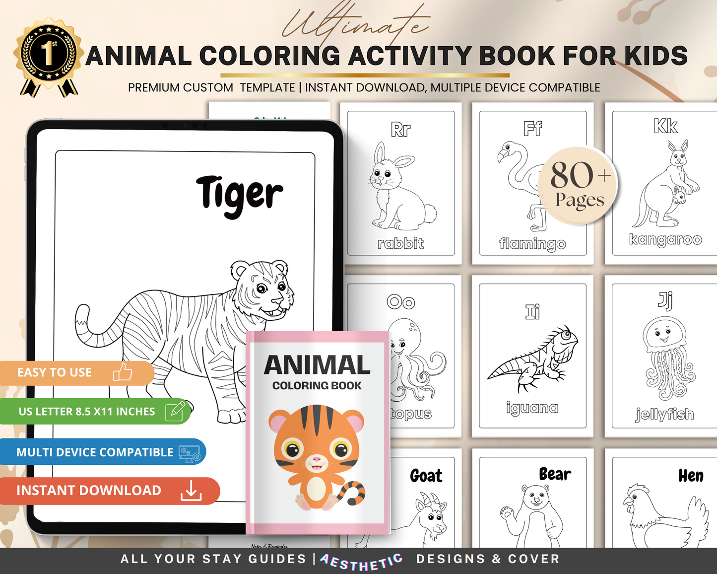 Animal Coloring Book for Kids | Printable Fun Animal Coloring Pages & Activity Worksheets