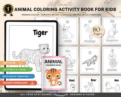 Animal Coloring Book for Kids | Printable Fun Animal Coloring Pages & Activity Worksheets