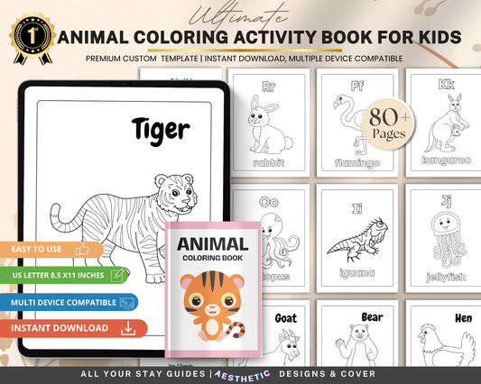Animal Coloring Book for Kids | Printable Fun Animal Coloring Pages & Activity Worksheets