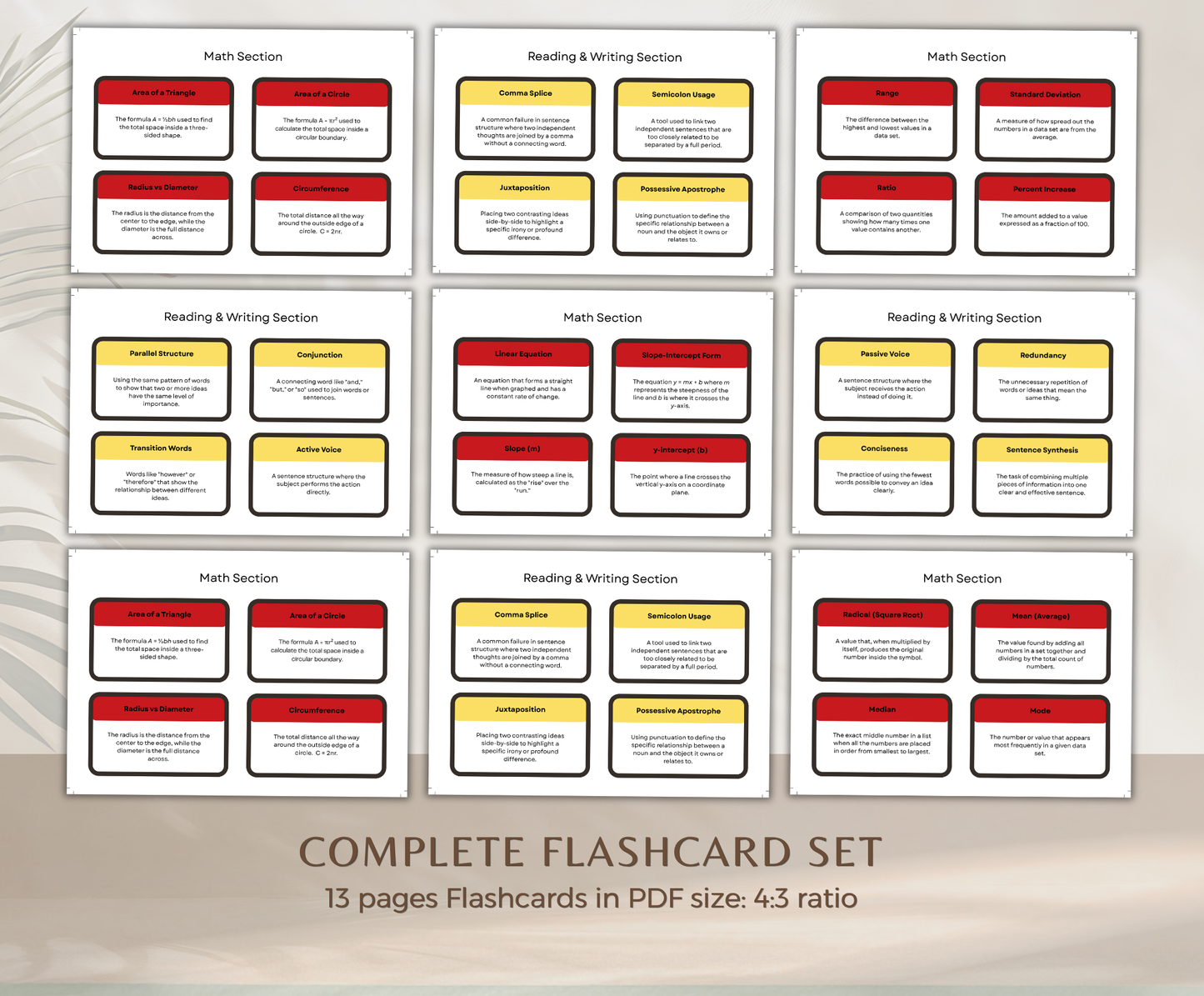SAT Prep Flashcards Bundle | Printable Study Cards for Exam Success