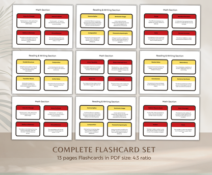 SAT Prep Flashcards Bundle | Printable Study Cards for Exam Success